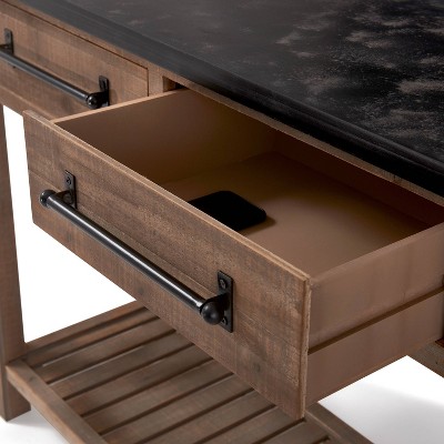 Eugene Brown Wood Console Table with Storage Shelf