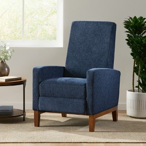 Fabric Push-Back Club Recliner with Rubberwood Legs and Contemporary Design - 1 of 4