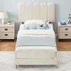 Velvet Upholstered Twin Bed Frame with Headboard, Wooden Slats Support, No Box Spring Needed, Easy Assembly - 3 of 4
