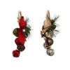 Kurt Adler Metal Grapes Jingle Bell Door Hangers with Burlap Bows & Greens, 8" Assorted (Set of 2) - 2 of 4