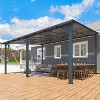 CLIHOME 16 ft. x 12 ft. Outdoor Pergola Large Wall-Mounted Hard Top Lean to Metal Gazebo Shelter with Patio Roof, Heavy Duty Awnings - 2 of 4