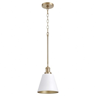 Quorum Lighting 1 - Light Pendant in  Studio White/Aged Brass