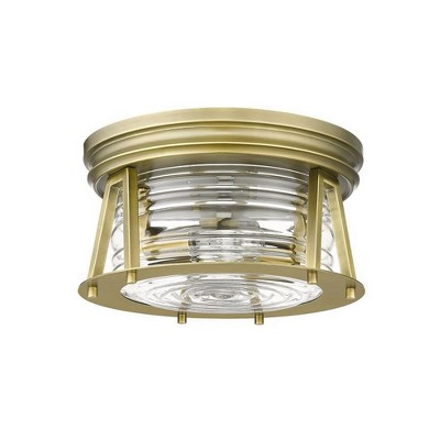 Cape Harbor Rubbed Brass and Glass 12" LED Flush Mount