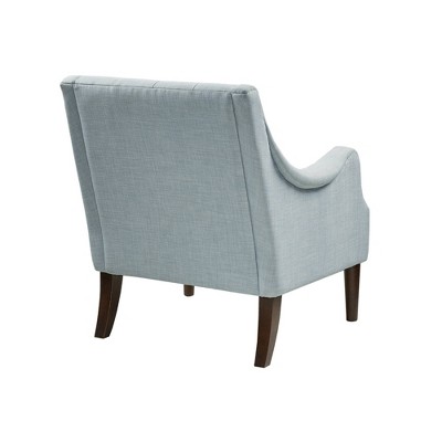 Dusty Blue Serpentine Wood Accent Chair with Tufted Back