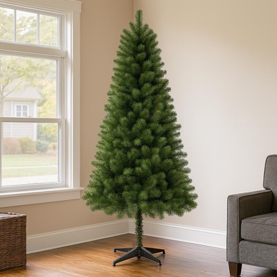 INFURNIC Artificial Trees 6FT Unlit Christmas Tree with 490 Tips and Stable Stand for Holiday Decor, Green, 34"*34"*72"