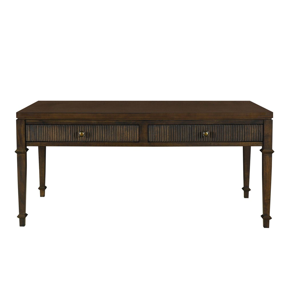 Photos - Dining Table Martha Stewart Kenna Fluted 2 Drawer Coffee Table Brown 