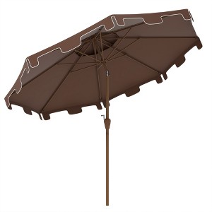 TiramisuBest 9ft Ruffled Patio Umbrella with Push Button Tilt, Crank, Tassles & 8 Ribs for Garden, Deck - Dark Gray - 1 of 4