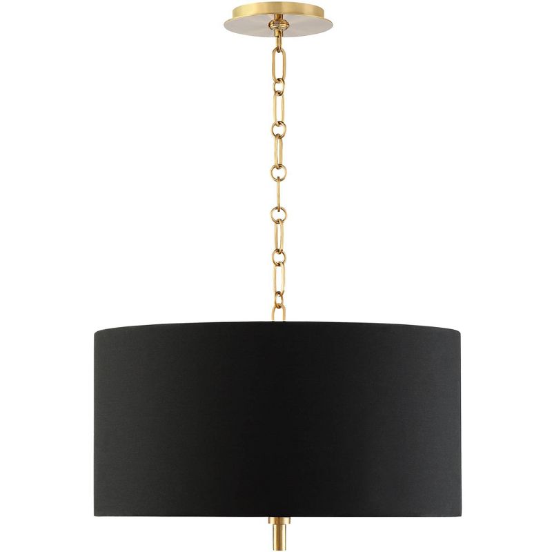 Possini Euro Design Warm Gold Pendant Chandelier 20" Wide Modern Black Fabric Drum Shade 4-Light Fixture for Dining Room Living House Kitchen Island, 5 of 9