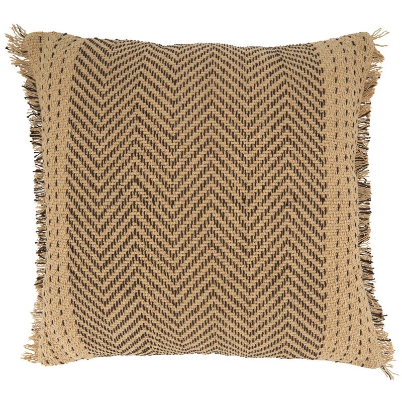 Oversize Cotton with Kantha Stitch Design Throw Pillow Cover Natural - Saro Lifestyle, 1 of 5