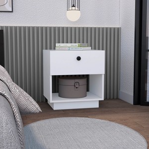 NicBex Nightstand with Drawers or Open Shelf,1pc Side Table with Wood Frame,Bedside Table for Bedroom,Living Room,White/Black - 1 of 4