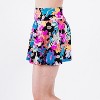 Calypsa Women's Plus Size High Waisted Chlorine Resistant Flowy Swim Skirt With Attached Shorts - 3 of 4