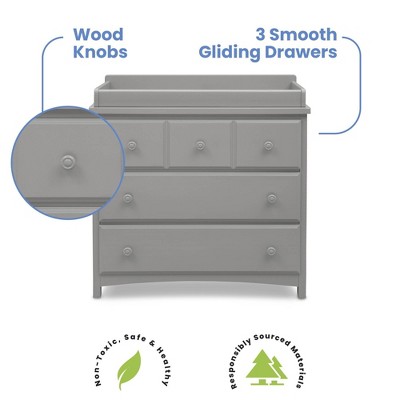 Grey 3-Drawer Nursery Dresser with Interlocking System
