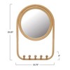 Storied Home Round Rattan Framed Wall Mirror with 5 Hooks, Natural - 2 of 4