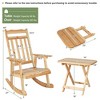 Costway 2PCS Patio Wooden Rocking Chair Bistro Set High Backrest with Folding Side Table - image 3 of 4