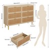 Rattan Dresser with 6 Drawers, Tall Wood Chest of Drawers with Wide Top, Deep Storage Organizer for Bedroom Living Room Kids Room - 2 of 4