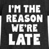 Girls' - Instant Message - I'm The Reason We're Late Fitted Short Sleeve Graphic T-Shirt - 2 of 4