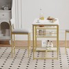 3-Piece Small Bar Table and Chairs with 3 Storage Shelves, Modern Dining Table with 2 Upholstered Bar Stools - 3 of 4