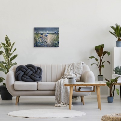 Blue Night Blooming Flowers Landscape Canvas Art