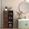 Costway Bathroom Cabinet with Doors & Adjustable Shelves Storage Organizer for Living Room White/Black/Brown - 2 of 4
