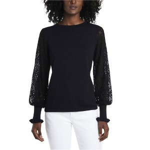 Vince Camuto Womens Paisley Lace Sleeve Pullover Sweater - 1 of 1
