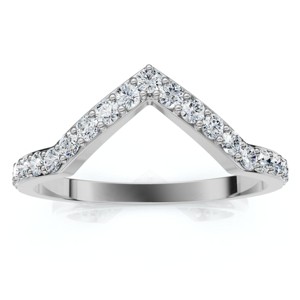 Pompeii3 1/5Ct V Shape Curved Lab Created Diamond Wedding Ring 10k White Gold - 1 of 4