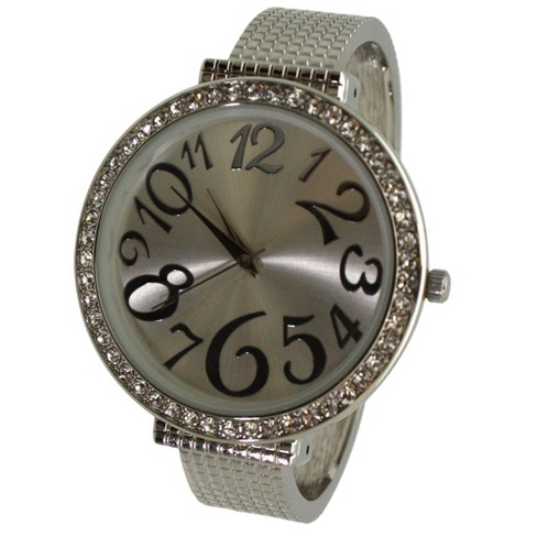 Silver Big Round Face With Rhinestones Women Watch Target