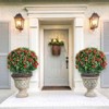 23.6" Artificial Rose Topiary Ball Trees with Ground Spike, UV Resistant Greenery Shrubs with Flowers, Fake Plants with Metal Stakes - 2 of 4