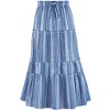 Collections Etc Striped Tiered Pull-On Elasticized Drawstring Waist Skirt - 4 of 4