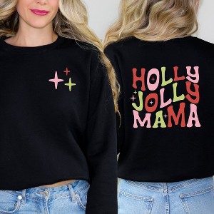 Simply Sage Market Women's Graphic Sweatshirt Holly Jolly Mama Colorful Front and Back - 1 of 4
