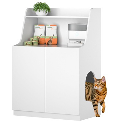 APRILSOUL Large and Tall Litter Box Enclosure, Modern Wooden Litter Box Furniture for XL Litterbox with Open Shelf as Sideboard Cabinet