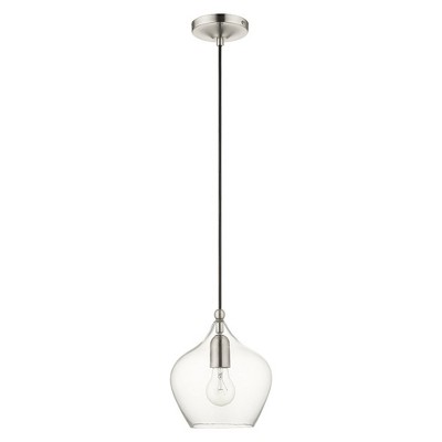 Aldrich Mini Indoor/Outdoor Clear Glass LED Pendant in Brushed Nickel