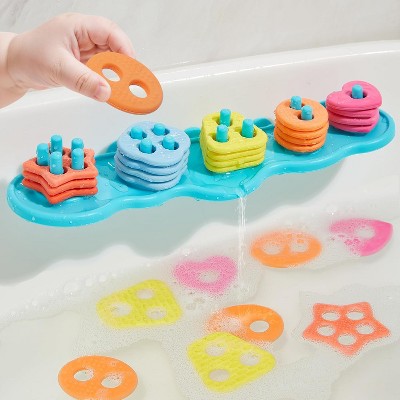 Mold-Free Silicone Bath Toy Set, 20-Piece Color and Shape Sorting with Storage Bag for Toddlers