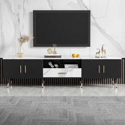 NicBex Modern TV Stand Entertainment Center with 2 Cabinets and Open Compartments for TVs up to 80 Inches for Living Room