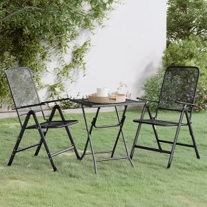 vidaXL 3 Piece Patio Dining Set Expanded Metal Mesh Anthracite - 1 of 4