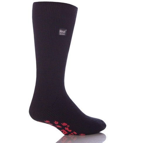 Men's Big/tall Slipper Socks  Size Men's 13-15 - Black With Red Grip :  Target