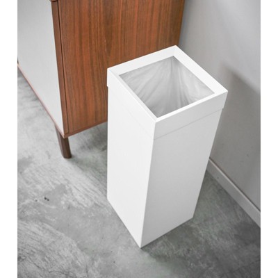 White Stainless Steel Tall Slim Trash Can with Lid
