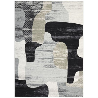 Washable Area Rug Modern Rug Non Slip Rug Low Pile Rugs Color Block Patchwork Throw Rug Foldable Indoor Carpet for Living Room Bedroom