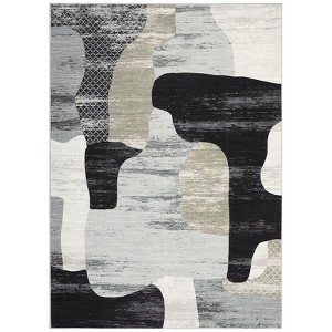 Washable Area Rug Modern Rug Non Slip Rug Low Pile Rugs Color Block Patchwork Throw Rug Foldable Indoor Carpet for Living Room Bedroom - 1 of 4
