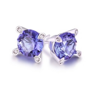 Large Gemstone Stud Earring in 18K White Gold - 1 of 4