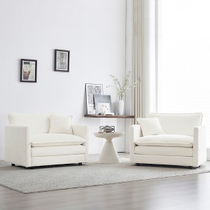 APRILSOUL Set of 2 Accent Chair High-end Chenille Upholstered Armchairs, Living Room Side Chairs with Toss Pillow - 1 of 4