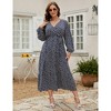 Clearlove Women's Plus Size V-Neck Long Sleeves A-Line Pleated Floor Length Formal Dress - 3 of 4