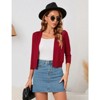 Coolmee Women's 3/4 Sleeve Cropped Cardigan Knit Sweaters Lightweight Open Front Shrug Bolero - 2 of 4