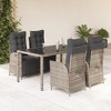 vidaXL Patio Dining Set with Cushions Outdoor Garden Furniture Poly Rattan - 59.1" Table Length Gray 4 Piece - 2 of 4
