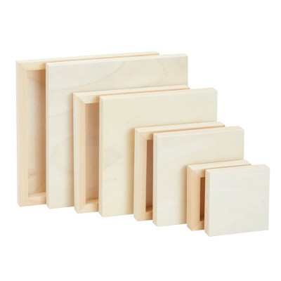 Bright Creations Set of 8 Unfinished Wood Canvas Boards for Painting, Wooden Panels for Crafts, DIY Signs in 4 Sizes