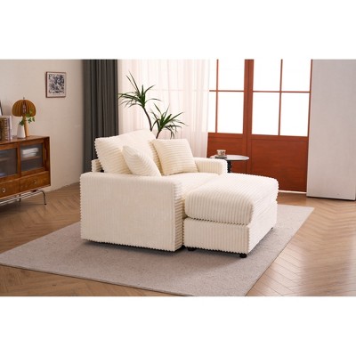 Single Corduroy Sofa Chair with Removable Ottoman and Comfy Sleeper Design