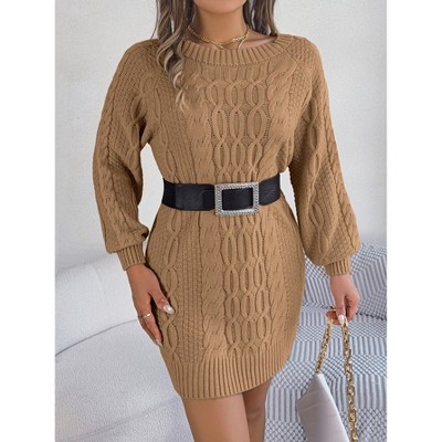 Women's Bodycon Pullover Mini Sweater Dresses Crew Neck Long Sleeve Knit Winter Sweaters Dresses