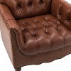 Enrique Traditional Genuine  Leather Armchair with Turned Legs | ARTFUL LIVING DESIGN - 3 of 4