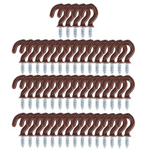 Unique Bargains Metal Screw-in Cup Ceiling Hooks with Vinyl Coated Brown 1/2 Inch 50 Pcs - 1 of 4