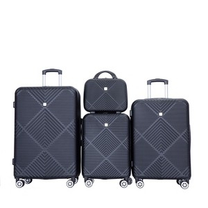 SEVOBAL Luggage 4 Piece ABS Lightweight Suitcase Set with Aircraft Wheels and Adjustable Pull Rod for Travel, Black, 30.82"*20.27"*11.36" - 1 of 4