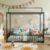 Polibi 3-in-1 Convertible Montessori Metal Floor Bed with Fence Guardrails and Canopy Frame - 3 of 4